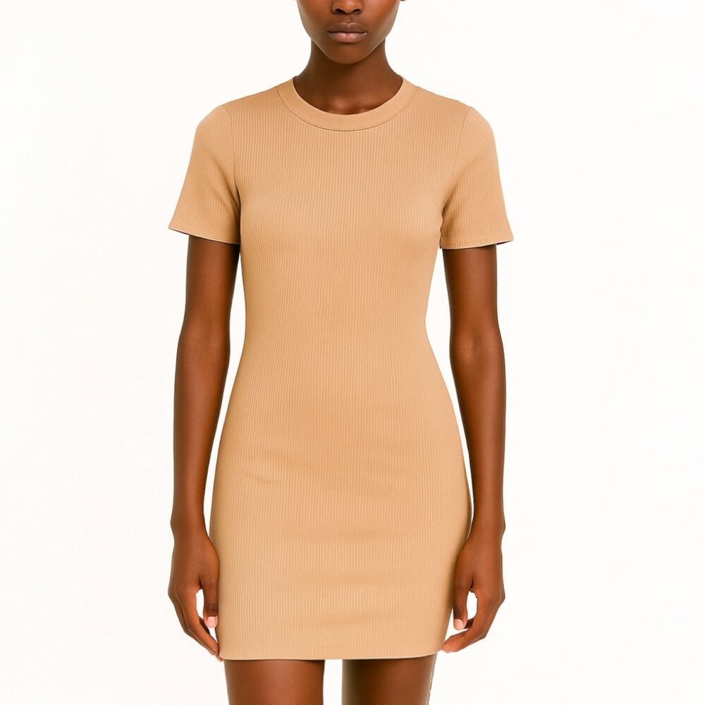 NEW Aritzia Wilfred Free Astoria Nude Jersey  Bodycon Pink Mini Dress Sz S